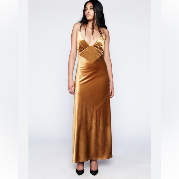 Capri Velour Slip Dress In Marigold (BARDOT) - Picture 8 of 8